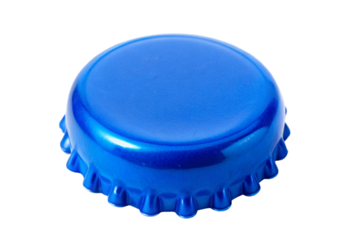 Electric blue  bottle cap on white background