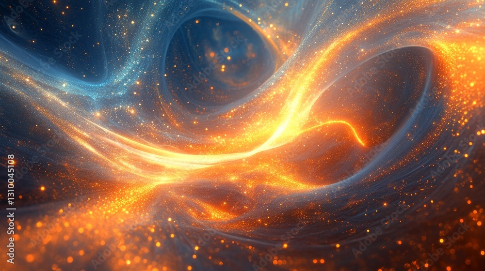 Poster merging glowing data streams abstract universe digital art futuristic environment aerial perspective