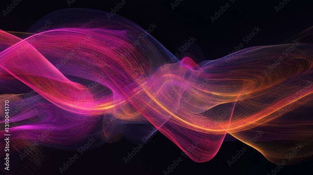 Poster weaving glowing data threads virtual space digital art interactive environment immersive experience 
