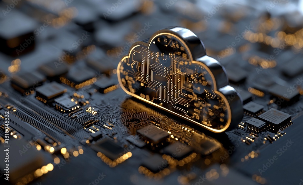 Poster a 2d illustration representing cloud computing, incorporating the concept of big data and cloud comp