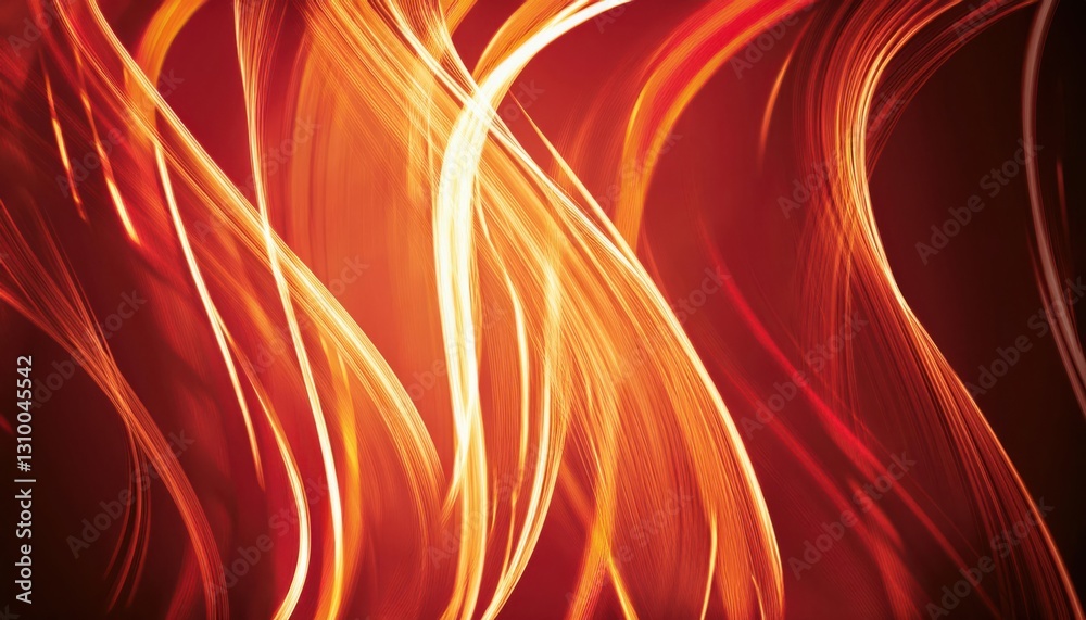 Poster abstract flowing light streaks in warm fiery tones of red and orange, dynamic motion background for 