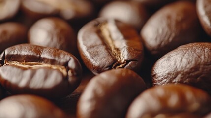 Fototapeta premium Crafting art with coffee beans closeup shot studio setting artistic perspective typography exploration