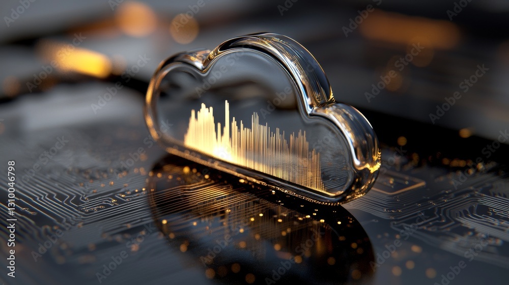 Poster digital cloud computing forms the basis of cyber security, digital data network protection, and futu