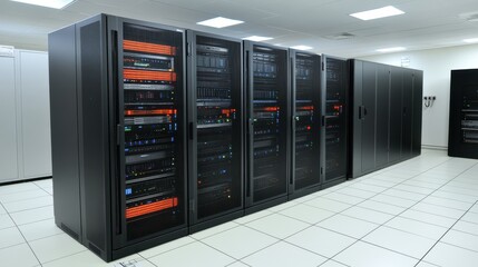 Data Center: Servers and Equipment in a Tech Facility
