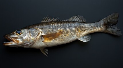 Obraz premium Fresh Bass, Studio Shot, Dark Background, Recipe