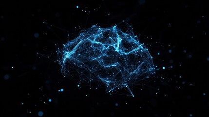 Abstract representation of a brain network.  Complex neural connections visualized with glowing lines and dots.  A digital, abstract rendering of intelligence