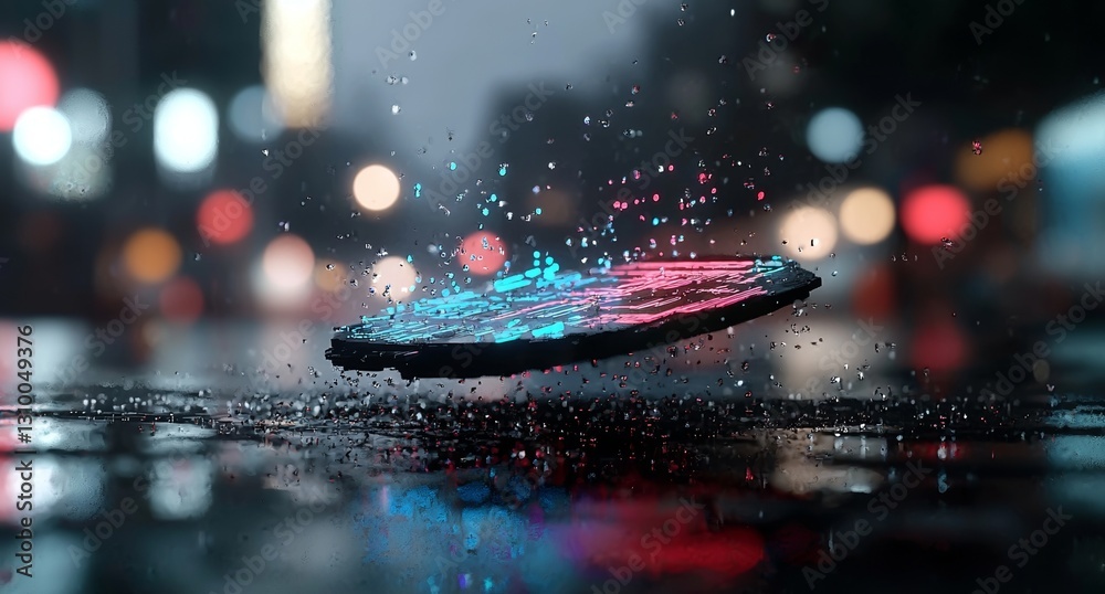 Poster the image depicts a neon-lit tech background with radiant circuitry, cyberpunk-inspired blocks, and 