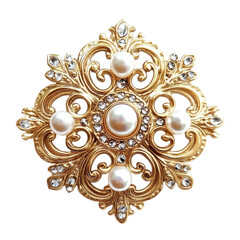 A gold brooch with pearl