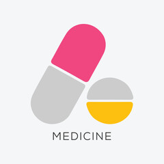 Pill icons. solid style vector.