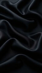 Fototapeta premium Luxurious black silk, subtle sheen, ample empty space, silk texture, high-end textile