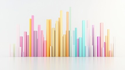 Obraz premium Colorful vertical bars arranged in a modern, minimalist style against a light background, creating a vibrant, abstract visual effect.