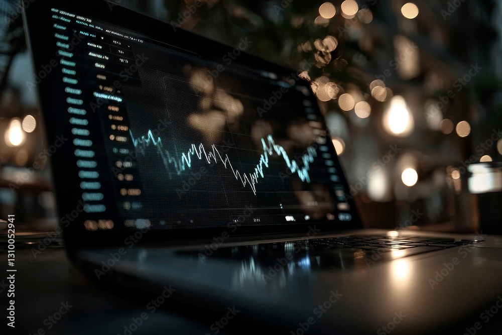 Poster data science applied to business analytics, visualized with infographics on a virtual screen with a 