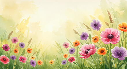 Obraz premium Wildflowers in sunlight for nature blogs, backgrounds, and environmental awareness
