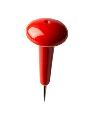 Red push pin isolated on detailed closeup view tool tack sharp point metal on transparent background