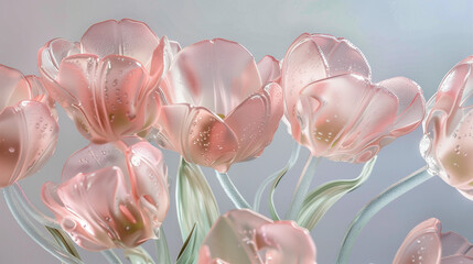 A breathtaking close-up of pink tulips