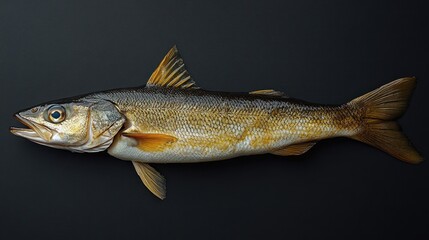 Obraz premium Freshwater fish, studio shot, dark background, food