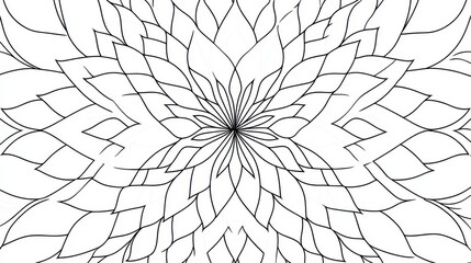 Obraz premium Abstract Floral Bloom: Detailed black and white linework pattern mimicking a stylized, symmetrical blossom.