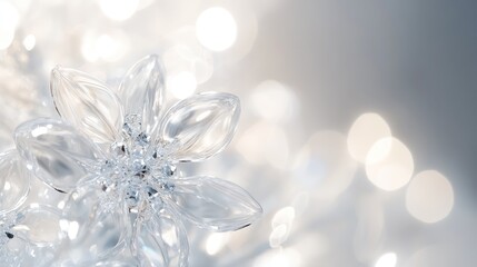 Crystal flower ornaments on blurred lights