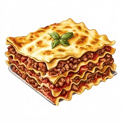 Delicious Layers of Homemade Lasagna with Fresh Basil Garnish