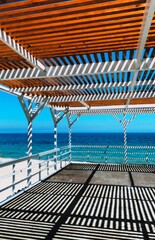 gazebo by the blue sea on a sunny day