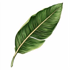 Fototapeta premium Detailed Illustration of a Tropical Green Leaf on a White Background