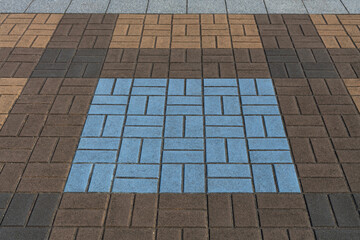 Pavement texture. Rectangular colored stone paving. Background, texture