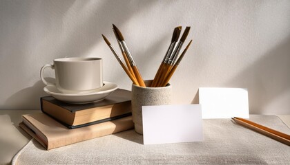 Vintage Minimalist Aesthetic White Paper Cards Populating a Clean, Rustic Wooden Backdrop in a Timeless Scene