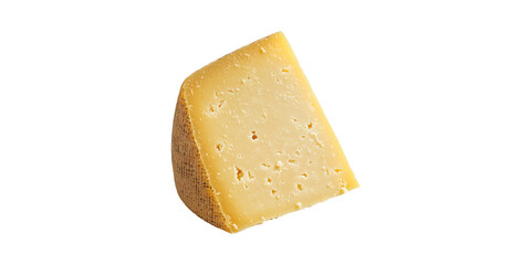 Chunk of aged cheese with hard rind isolated on transparent background