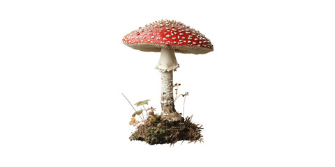 Red and white toadstool mushroom isolated on transparent background
