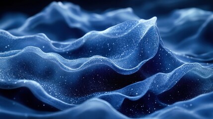 Obraz premium Glimmering blue waves, dark background, digital art, website header