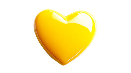 Fototapeta premium Yellow Heart Symbol Glossy Vibrant Shape on White Background Signifying Love and Joy Conceptual Art for Design, Positive Emotions, and Decorative Purposes