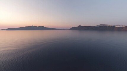 Fototapeta premium Scenic sunrise over Aegean Sea, mountain silhouettes. Possible use travel, tourism, postcard