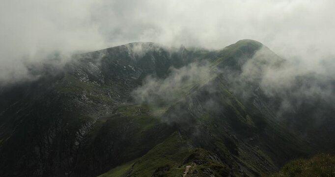 High mountain clouds in wind blowing