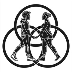 silhouette International Day Against Homophobia, Transphobia and Biphobia on white background