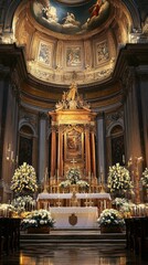Obraz premium Majestic cathedral interior with ornate altar and intricate details Coronation Day of Pope Benedict XVI .