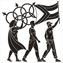 silhouette International Day Against Homophobia, Transphobia and Biphobia on white background