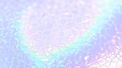 Fototapeta premium A close-up image of an adorable, charming holographic surface with a textured, grid-like pattern. The surface reflects a spectrum of pastel colors. 