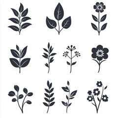 Black and White Botanical Silhouette: Elegant Floral Illustration for Stylish Design