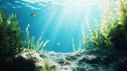 Fototapeta premium coral blue water background, underwater life, underwater scenery, blue water background