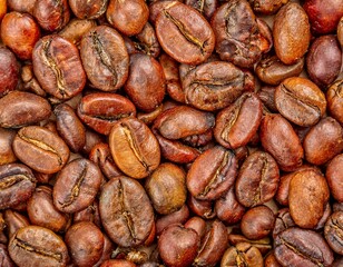 Obraz premium Fotografía profesional, Fondo de granos de café arabica tostados, realista, 4k