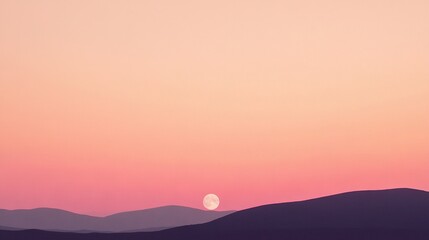 Fototapeta premium Sunset on mountains features pink, blue, purple skies