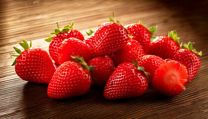 Fresas sobre madera