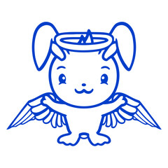 Rabbit Angel Holy Heaven Good Love God Friendly Design Lover Art Vector Illustration Card T-Shirt Poster Sticker Graphic Print Decorative Drawing Isolated Logo Decoration Symbol Creative Cool Style
