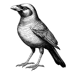Fototapeta premium Engraved illustration of a detailed bird design perfect for tattoo lovers or nature enthusiasts seeking intricate artwork