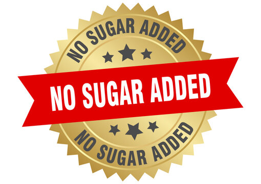 no sugar added. no sugar added round red and gold label isolated on transparent background
