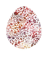Easter egg colorful design. Egg silhouette made with colorful flowers pattern. Isolated clipart on transparent background.