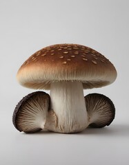 A Shiitake mushroom isolated on a white background.