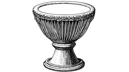 Engraved tattoo design featuring an intricate djembe drum, capturing the essence of rhythm and cultural artistry