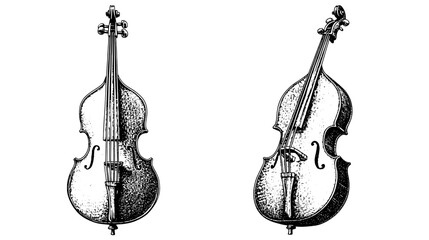 Fototapeta premium Intricate vector illustration of a classical cello, showcasing detailed craftsmanship and artistic design for tattoo inspiration
