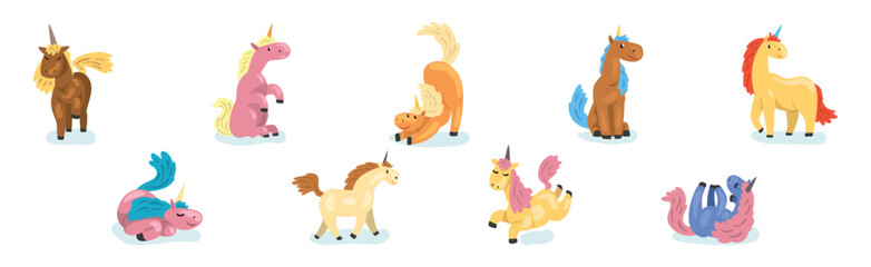 Funny Unicorn Mythological and Magical Creature Vector Set